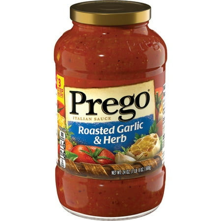 Garlic Pesto Sauce - Prego Pasta Sauce, Italian Tomato Sauce with Roasted Garlic & Herbs, 24 Ounce Jar