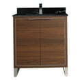 thumbnail image 2 of Fine Fixtures Opulence Collection 30 in. W x 18 in. D x 33 in. H Bathroom Vanity in Walnut Ebony with Black Marble Sintered Stone Sink - Chrome hardware, 2 of 8