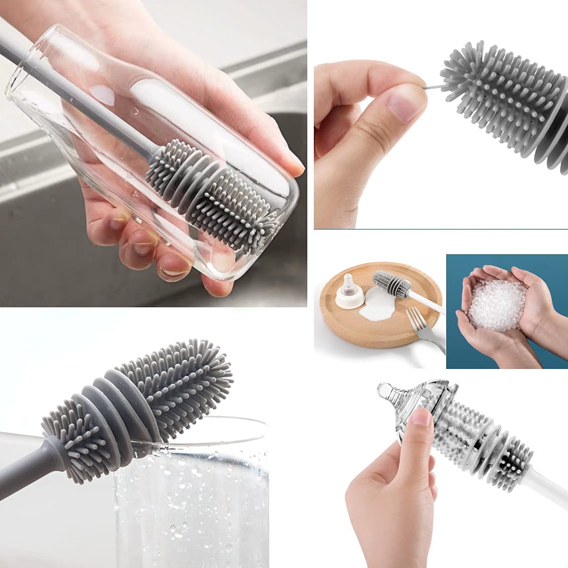 Baby Bottle Brush With Long Handle, Tpr Brush Head, Hanging Bottle Brush, Easy To Drain, Easy To Clean, Cup Brush, Silicone Cleaning Brush