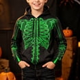 thumbnail image 2 of RUTAYY Boys Zip Up Hoodie Long Sleeve Skeleton Full Print Halloween Front Pocket Hooded Jacket Green, 2 of 5