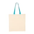 thumbnail image 3 of Q-Tees Economical Tote with Contrast-Color Handles in Natural/ Turquoise One Size | QTB6000, 3 of 3
