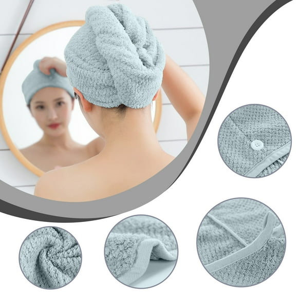 Fasiaou 1 Pack Hair Drying Towels, Hair Towel with Button, Super Absorbent Microfiber Hair Towel for Curly Hair, Fast Drying Hair Wraps for Women Girls, Microfiber Towel for Hair