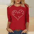 thumbnail image 2 of Jsaierl Valentines Day Shirts for Women Plus Size Love Heart Print Tees Casual 3/4 Sleeve Blouse Round Neck Holiday T-shirt Tops Spring Clothes for Women, 2 of 5