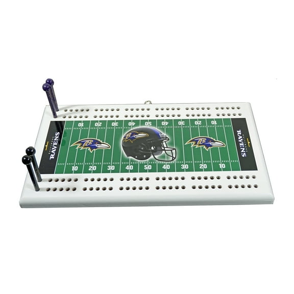 Baltimore Football Classic 2 Track Wooden Field Shaped Cribbage Board