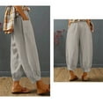 thumbnail image 5 of AIEOTT Lightweight Harem Pants Women Baggy Cotton Linen Pants Casual Breathable Pants Summer Vacation Pants Fashion Streetwear, 5 of 5