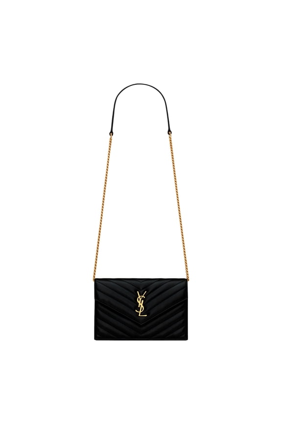 Pre-Owned Saint Laurent Cassandre Envelope Chain Crossbody Bag Black