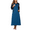 Blue, variant on Women Long Sleeve Nightgown Cotton Hooded Night Shirt Contrast Color Full Length Loungewear with Pocket, S-4XL