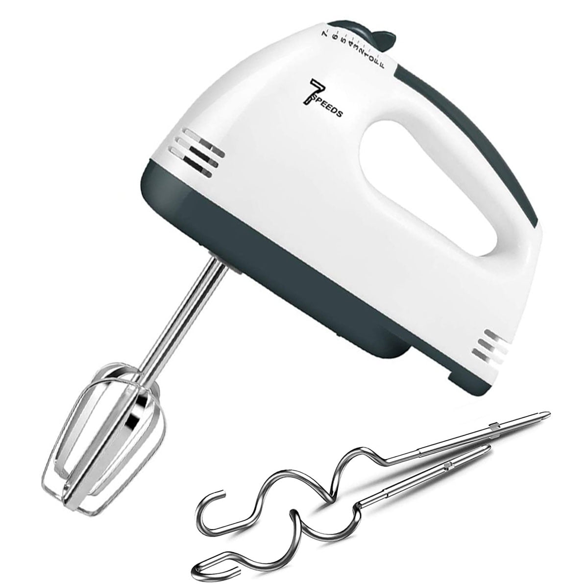 5 Speed Classic Stainless Steel Mixer Ultra Power Electric Mixer with Turbo and Easy Eject Button Silver Durable Handheld Mixer Includes Sturdy Beaters and Dough Hooks Hand Mixer 