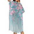thumbnail image 4 of Xoenoiee Blue Cherry Blossom Print Women Bathing Suit Coverup Casual Loose Swimsuit Coverups Open Front Kimono Cardigan Cover Up Half Sleeve Summer Beach Cover up, 4 of 7