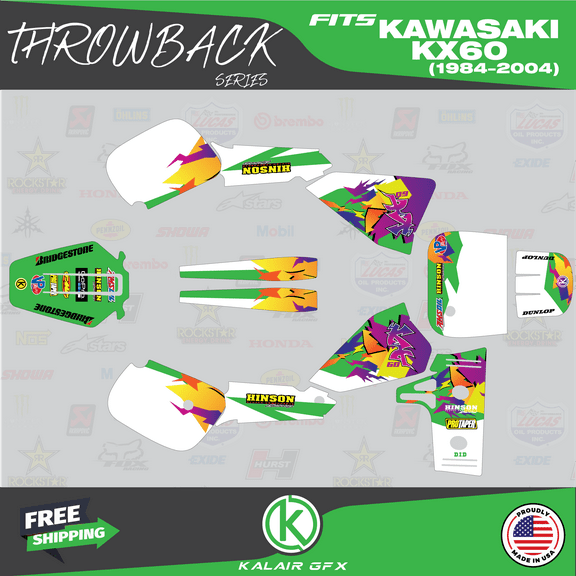 Kalair GFX Graphics Kit for Kawasaki KX60 (1984-2004) Throwback Series