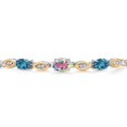 thumbnail image 3 of 925 Silver and 10K Yellow Gold Mercury Mist Mystic Topaz and London Blue Topaz and Lab Grown Diamond Bracelet for Women | 2.26 Cttw | Gemstone November Birthstone | Oval 7X5MM | Fully Adjustable 9", 3 of 5