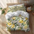thumbnail image 2 of Summer Lemon Duvet Cover Set Full Size Yellow Flower Leaves Beige Soft Lightweight Comforter Covers 4 Piece Bedding Set with 1 Duvet Cover 1 Bed Sheet & 2 Pillow Shams, 2 of 8
