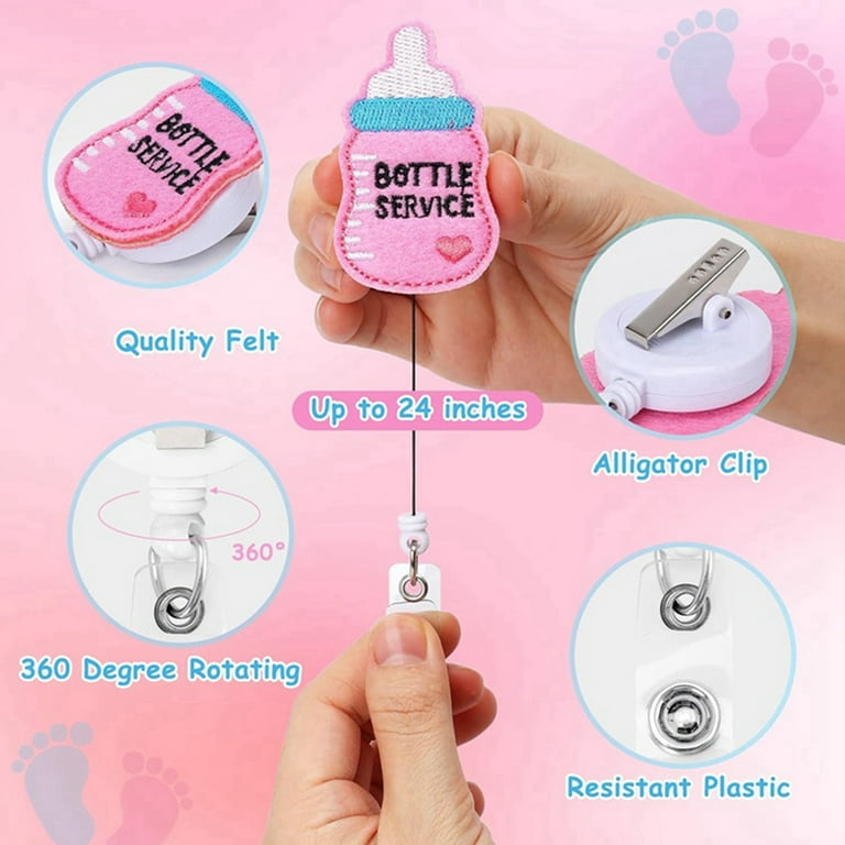 Xylolfsty 6 Pcs Funny Labor and Delivery Nurse Badge Reels NICU Obstetrics  Nurse Acrylic Retractable Badge Holder with Alligator Clip Cute Glitter ID