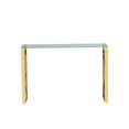 thumbnail image 2 of Tcbosik Console Table with Glass Top, 47.2 inch Sofa Table with Stainless Steel Legs, Entryway Table for Living Room, Hallway, Golden, 2 of 10