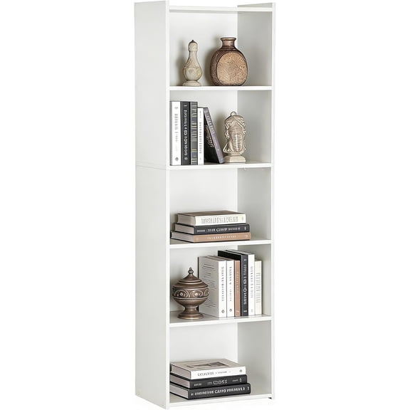5-Tier Open Bookcase and Bookshelf, Open Storage Shelf, Freestanding Display Storage Shelves Tall Book Shelf for Bedroom, Living Room and Office (White)