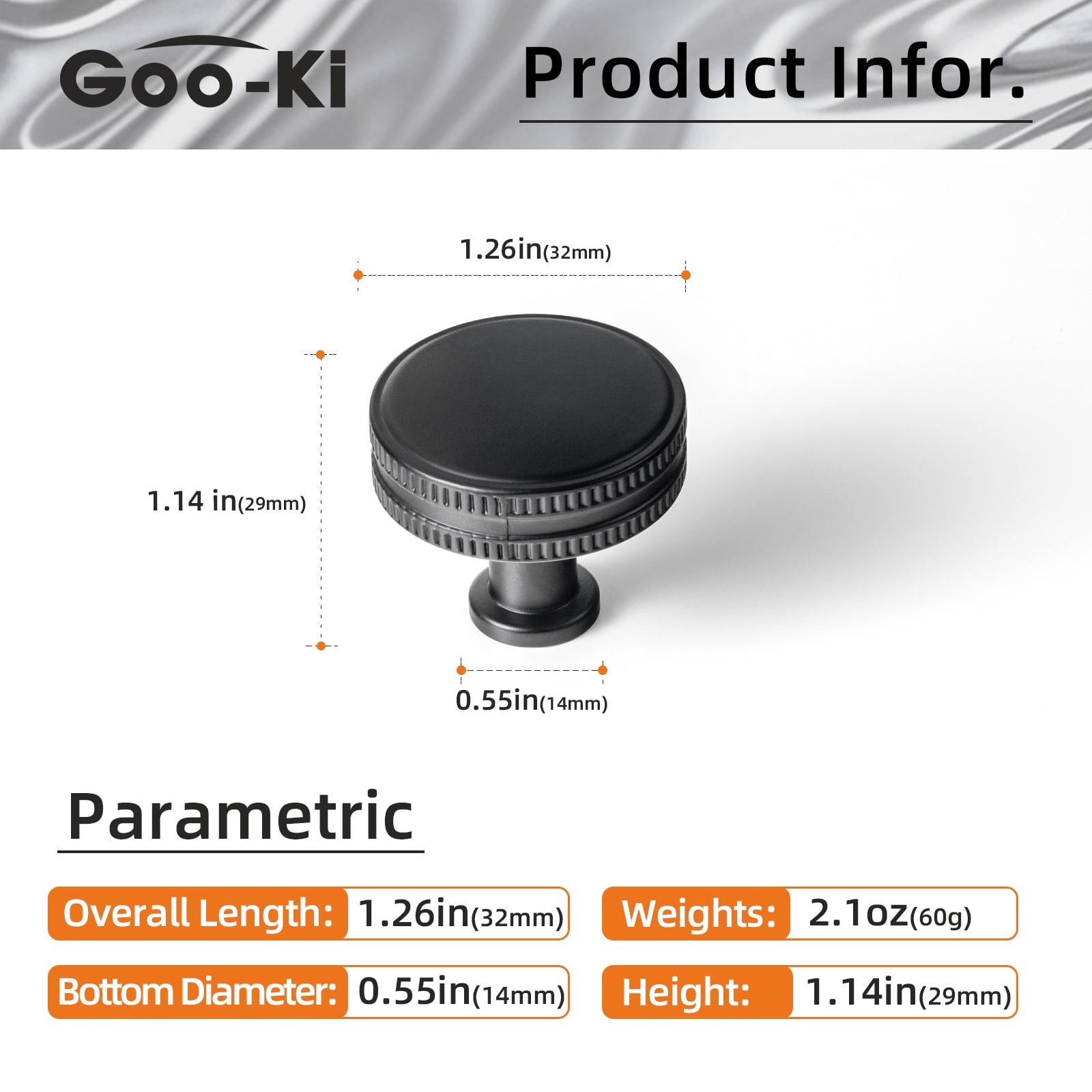 Goo-Ki Matte Black Cabinet Drawer Knobs, Cabinet Handles Zinc Alloy Hardware for Dresser,Wardrobe,Cupboard, 6 Pack
