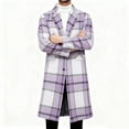 thumbnail image 6 of Yangnuo Mens Fashion Warm Plaid Coat Jackets 2025 Fall Winter Mens Trench Coat Long Casual Lapel Winter Wool Plaid Coat With Pockets, 6 of 6