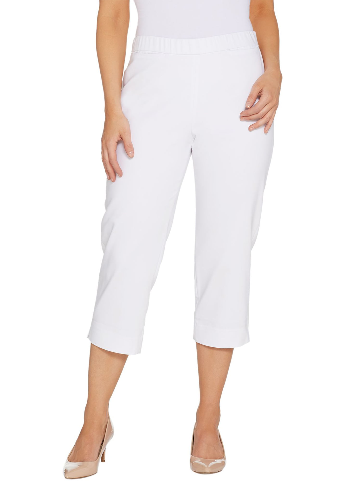 DENNIS BASSO Size 12 Double Weave Pull-On Capri Pants WHITE - Walmart ...