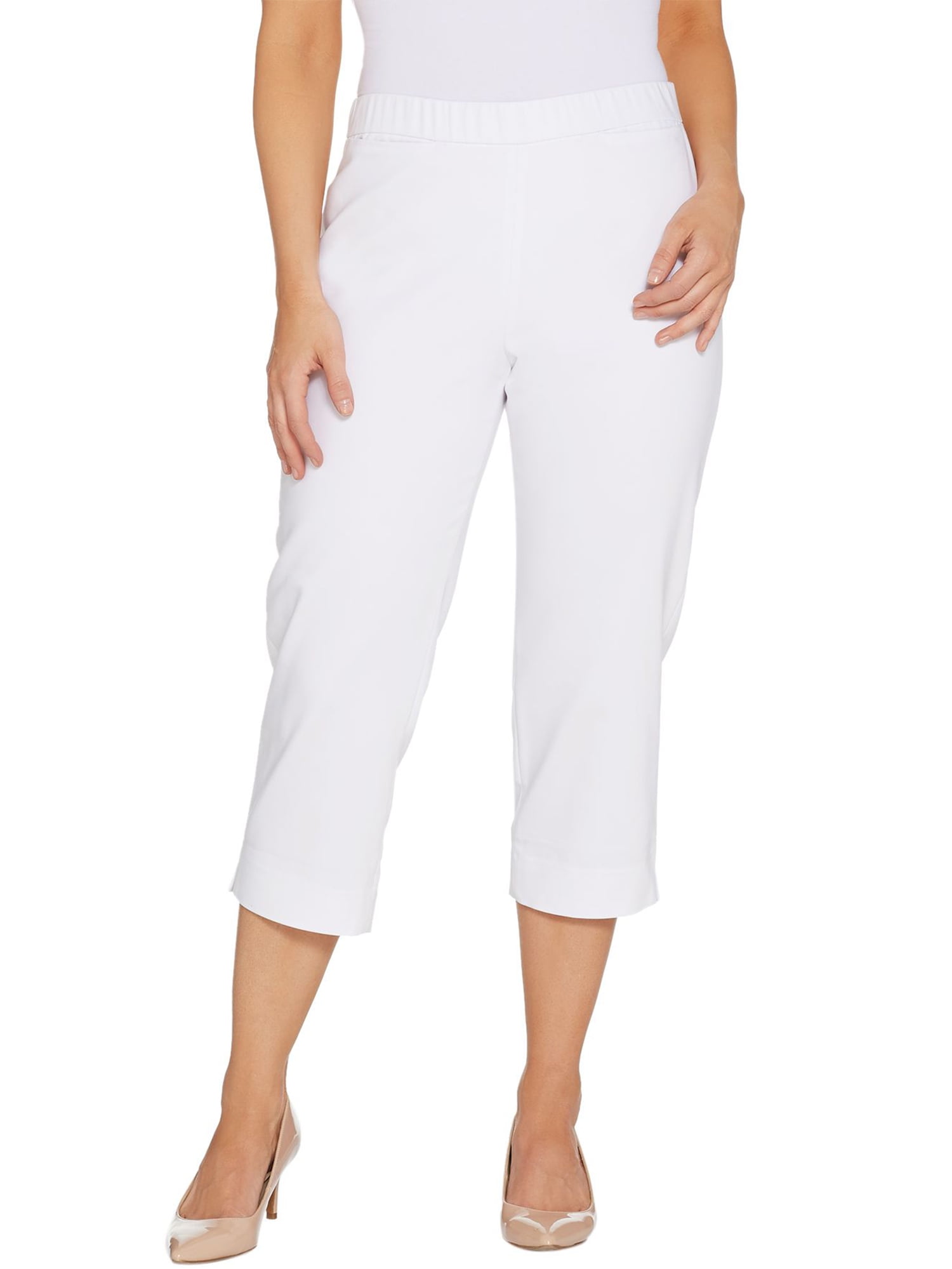 DENNIS BASSO Size 12 Double Weave PullOn Capri Pants WHITE Walmart