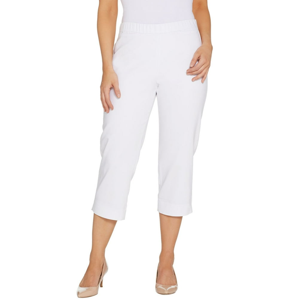DENNIS BASSO Size 12 Double Weave Pull-On Capri Pants WHITE - Walmart ...
