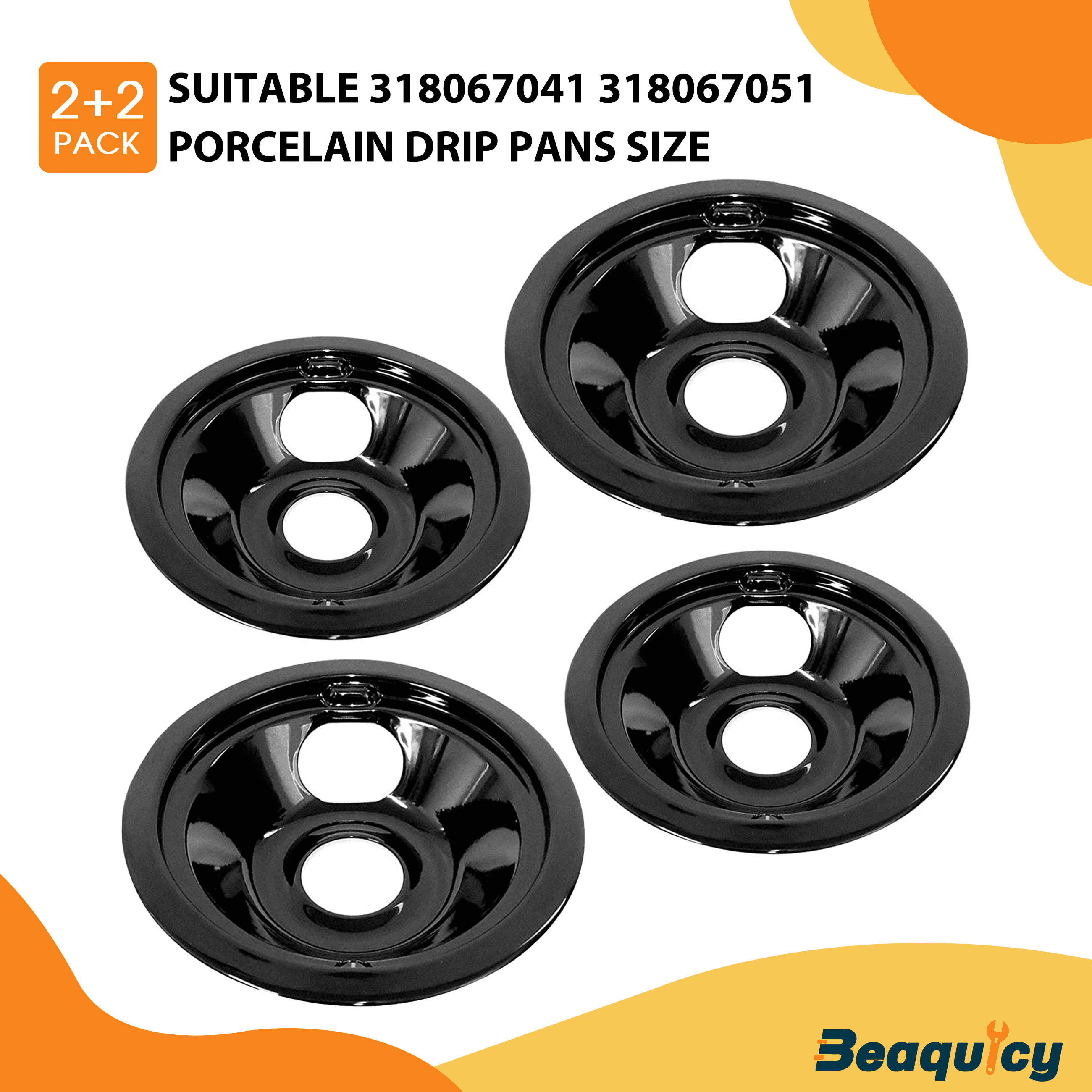 Beaquicy Non-stick Porcelain Drip Pan Bowls for Electric Range Stovetop Burner