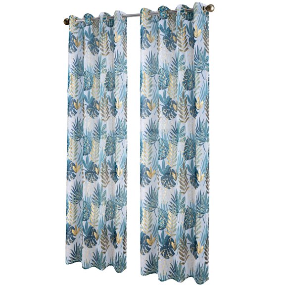 RT Designer Collection Fern Foil Printed Doily Luxurious Decorative Grommet Curtain Panel 54" x 90" Green