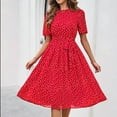 thumbnail image 4 of vigerkar Women's Elegant Vintage Office Casual Floral Print Work Party A-Line Swing Dresses Red, S, 4 of 6