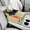 thumbnail image 1 of Car Armrest Riser Pad with Wireless Charging, Nappa Leather Console Organizer, Dual Cup Holders, Side Pocket Storage for Enhanced Driving Comfort & Phone Power, 1 of 8