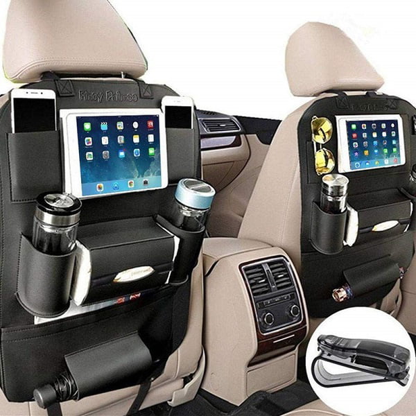 1 Leather Car Back Seat Bag Storage Organizer 4 USB Cup iPad Phone Holder Pocket