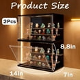 thumbnail image 2 of Clear Display Case for Collectibles, 3-Tier Stackable LED Figure with Magnetic Door, Adjustable Showcase Models, Miniatures, Jewly (Black,2PCS), 2 of 6