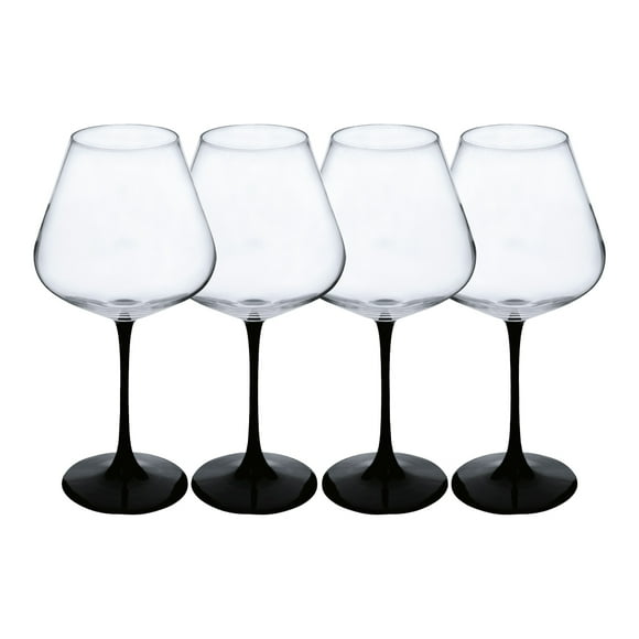 Set de 4 Copas de Cristal Base Negra - 730ml