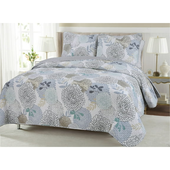 Blossoming MumHypoallergenic 3 piece Quilt Set Bedroom Quilt Bedding King Size White