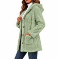 thumbnail image 3 of Fleece Jacket for Women Hooded Sherpa Jacket Button Down Cable Knit Long Sleeve Fall Winter Warm Coat with Pockets, 3 of 7