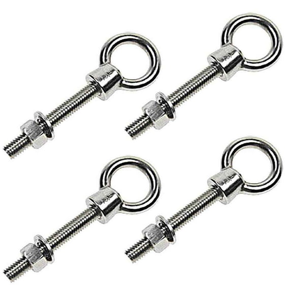 3/8" x  6" Stainless Steel Type 316 Shoulder Eye Bolt - 4 Pack