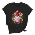 thumbnail image 2 of AuroraX Gnome Graphics T-Shirts for Women,Short Sleeve Black Crew Neck Loose Fit Women's Tops Holiday Valentines T Shirts Gift for Women, 2 of 8