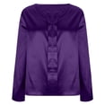 thumbnail image 5 of YUGYXL Fall Satin Blouse for Women Long Sleeve Business Shirts Elegant Silky Work Dressy Tops Casual V-Neck Basic Tees Purple XL, 5 of 7
