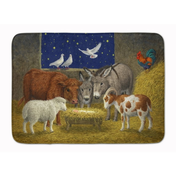 Animals Crib Nativity Christmas Scene Machine Washable Memory Foam Mat