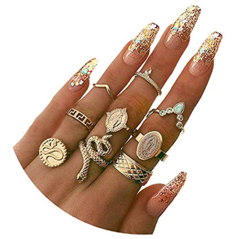 Boho Butterfly Snake Stackable Finger Rings for Women Girls 30 Pcs Vintage Gold Knuckle Rings Set Silver Midi Rings Pack