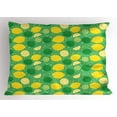 thumbnail image 1 of Lemons Pillow Sham Messy Spotted Lime Drawings and Slices on Leaves Background, Decorative Standard King Size Printed Pillowcase, 36 X 20 Inches, Sea Green Fern Green and Yellow, by Ambesonne, 1 of 2