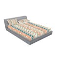 thumbnail image 2 of Ambesonne Tribal Fitted Sheet & Pillow Sham Set, Mexican Aztec Pattern, Queen, Blue Orange Ivory, 2 of 2