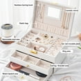 thumbnail image 4 of Jewelry Box for Women Girls,2 Layers Jewelry Organizer Container with Lock,PU Leather Storage Case with Removable Tray,Jewelry Display Box for Necklaces Earrings Bracelets Rings Watches, 4 of 5