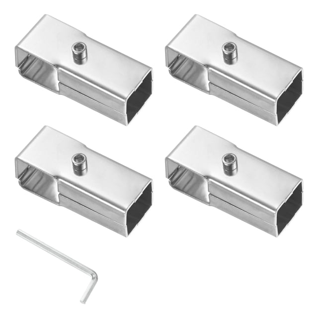 Uxcell Paquete de 4 Conectores de Tubería Estructural, Abrazaderas de Tubo Cuadrado de Acero Inoxidable para Tubería de OD 1" o 25MM