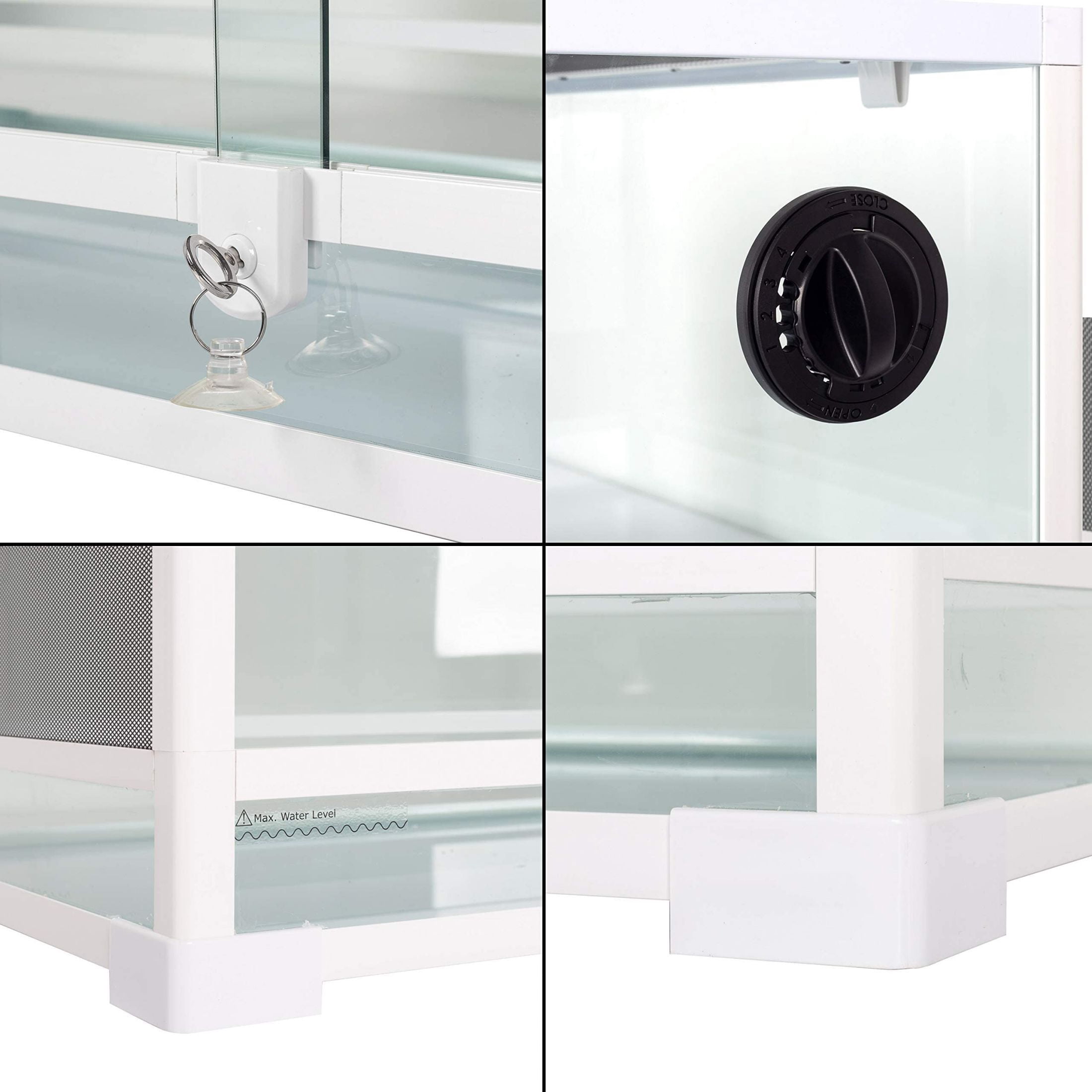 Guzzlo Glass Reptile Tank 64 Gallon, Terrarium with Double Cover Lids, 48x 18 x 18", White