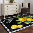 thumbnail image 4 of Yellow Lemon Area Rug 4'x6', Summer Botanical Black White Checkered Washable Non-Slip Rugs, Low Pile Large Carpet for Living Room Bedroom Dining Room Kitchen Office Indoor Mat, 4 of 9