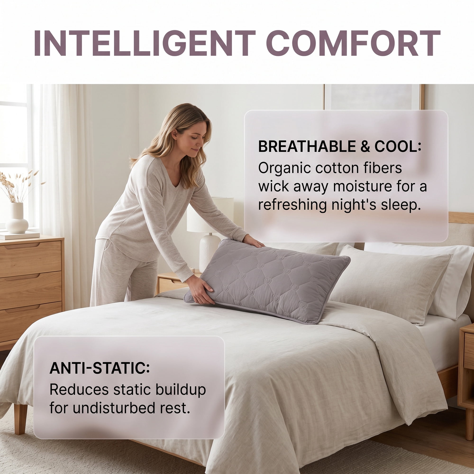 Unique Bargains 2-pcs Heart-shaped Polyester Comfortable Quilted Pillow Protector Gray