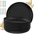 thumbnail image 1 of GPED Juego de 8 Platos de Cena de 9 Pulgadas de Profundidad, Platos Irrompibles de Paja de Trigo, Platos de Cena de Plástico Reutilizables, Aptos para Microondas y Lavavajillas, Negro, 1 of 7