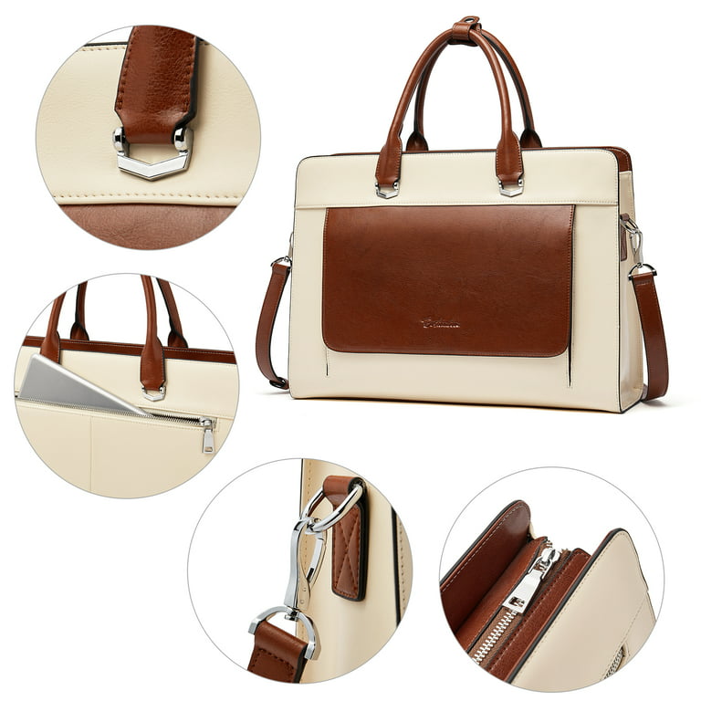 Executive Leather Lunch Bag With Waterproof Lining and 