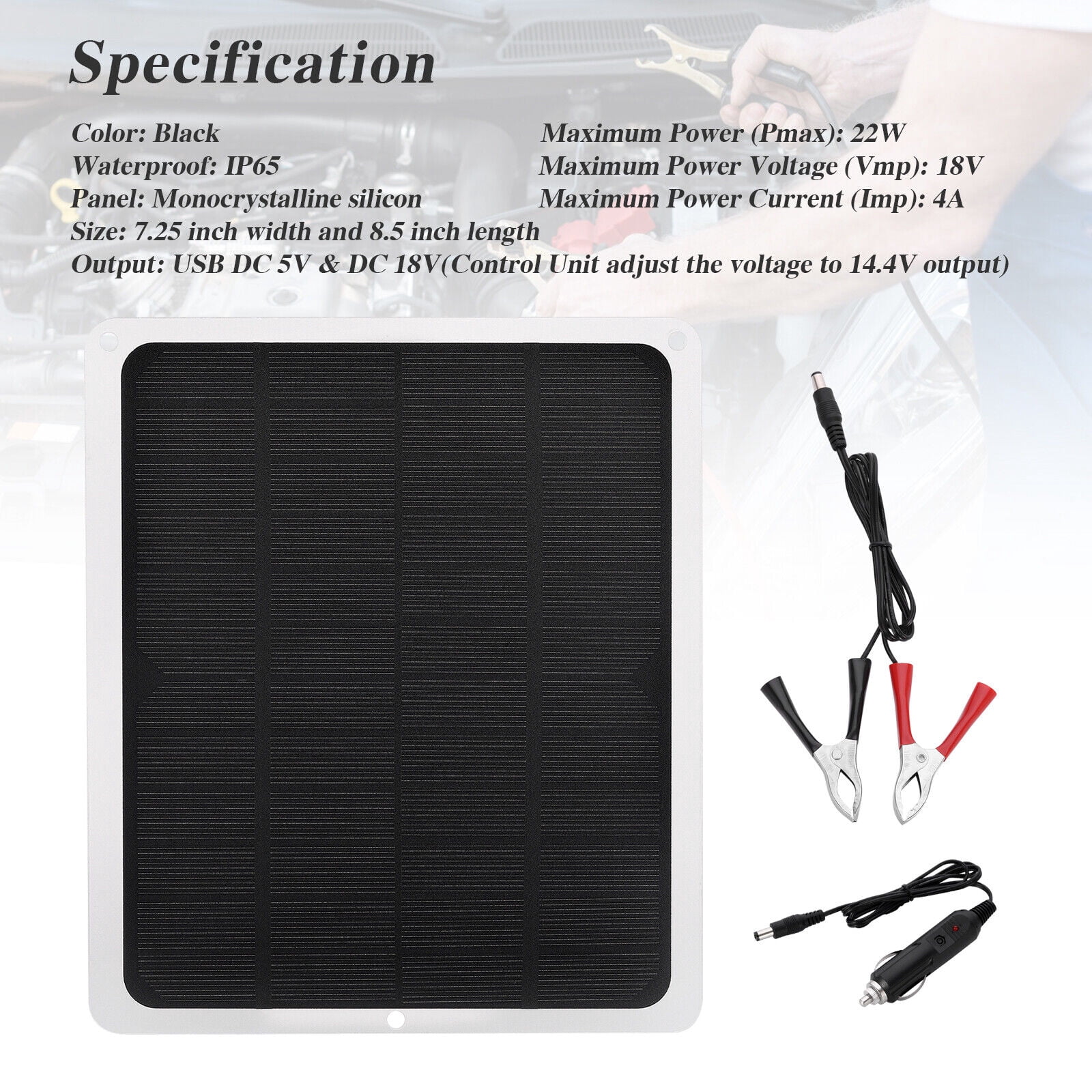 Lohoms 22W Solar Panel Kit 12V Trickle Charger Battery Charger Maintainer Boat RV Car