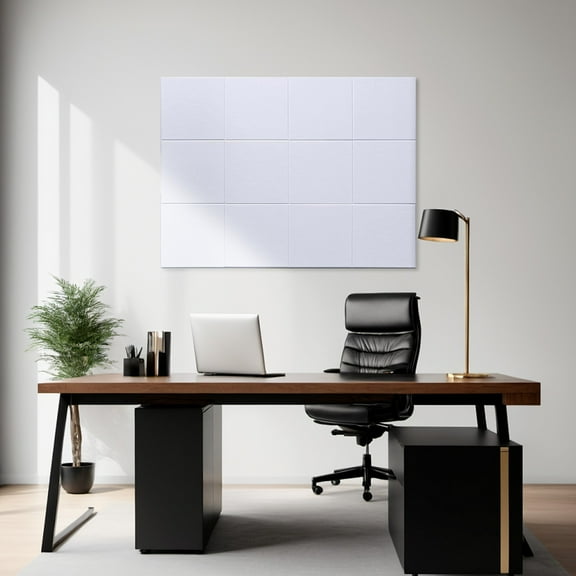 PLJFXXM Customizable Acoustic Wall Panels, 47”x35” Self - Adhesive Bulletin Board Tiles (6 Colors), High - Density Pin - Friendly Wall Decor for Office & Home White