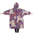 thumbnail image 2 of Oversized Wearable Blanket Hoodie,Goldendoodle Dog and Flower Floral Sherpa Blanket Hoodie with Super Pockets,Super Warm Fuzzy Pullover for Women & Men, 2 of 6